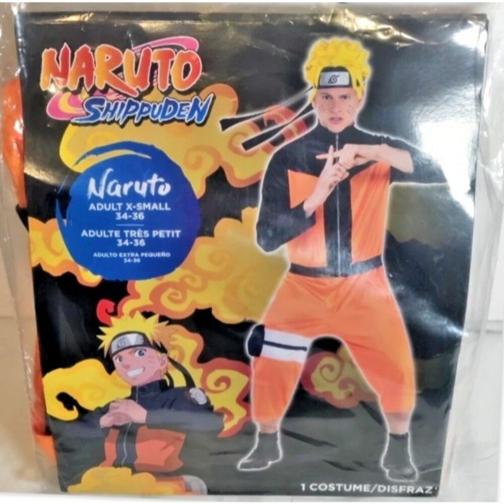 Naruto Shippuden Adult XS Costume Anime Cosplay Halloween Jumpsuit Headpiece Wig
